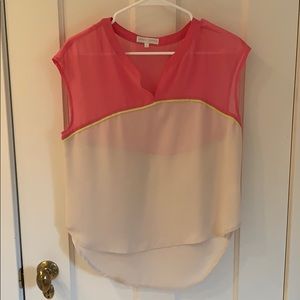 Pink/Tan Tank Top Blouse
